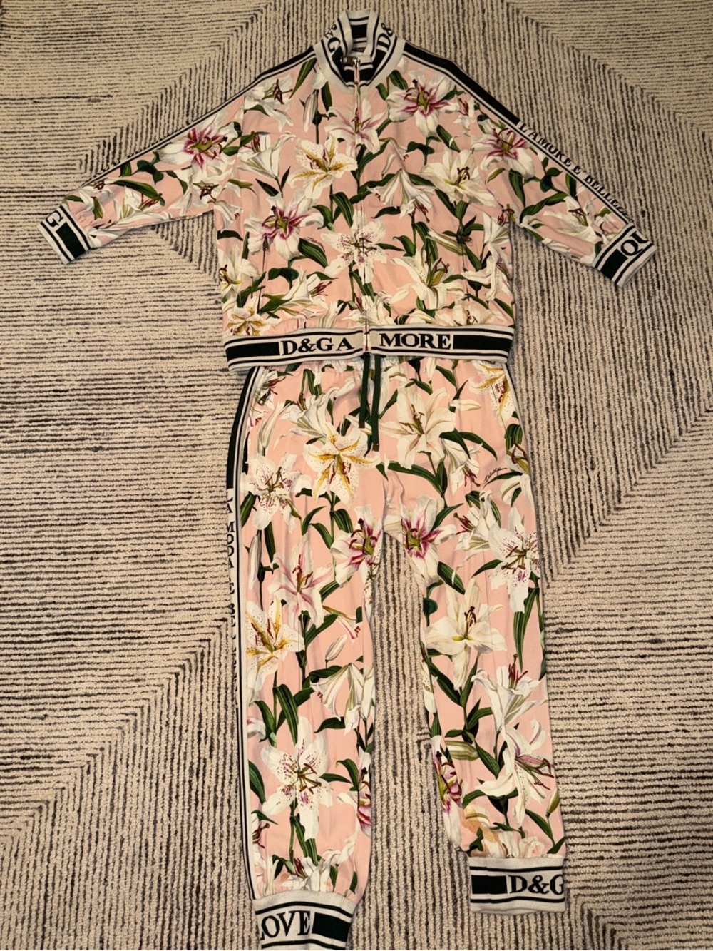 D&G lily print pink tracksuit set